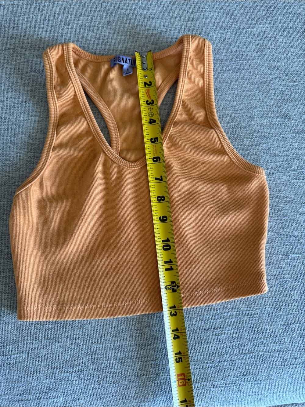 Signature Ribbed Racerback Crop Top - Warm Orange - Picture 3 of 5